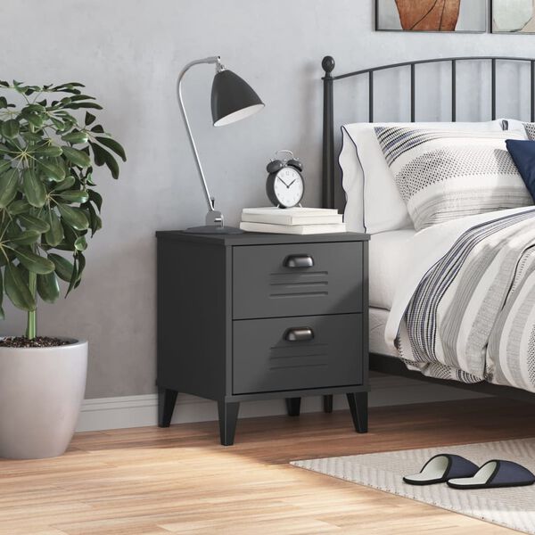 vidaXL Bedside Cabinet VIKEN Anthracite Grey Engineered Wood