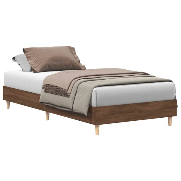 vidaXL Bed Frame No Mattress Brown Oak 90x190 cm Single Engineered Wood