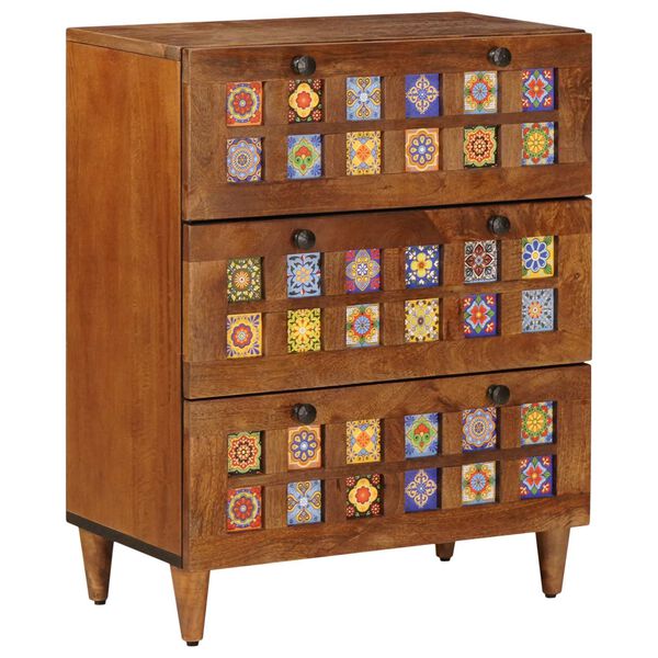 vidaXL Sideboard 3 pcs Walnut Solid Mango Wood