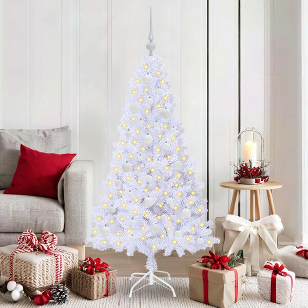 vidaXL Artificial Christmas Tree with Stand White 150 cm PVC and Steel