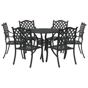 vidaXL Garden Dining Set 7 pcs Black Aluminium