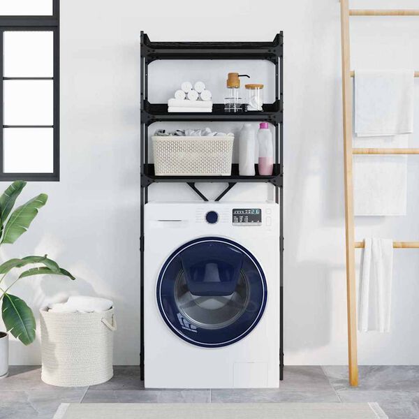 vidaXL Washing Machine Shelf with Shelf Black 0ak 67 x 25 x 163 cm