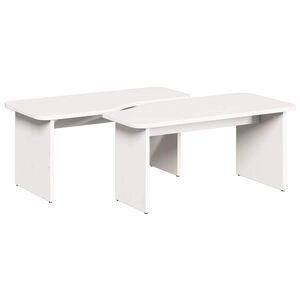 vidaXL Coffee Table 2 pcs White 100 x 69 x 35.5 cm Solid pine wood