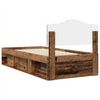 vidaXL Bed Frame with Headboard Old Wood 100 x 200 cm Solid Pine Wood