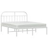 vidaXL Metal Bed Frame without Mattress with Headboard White 140x190cm