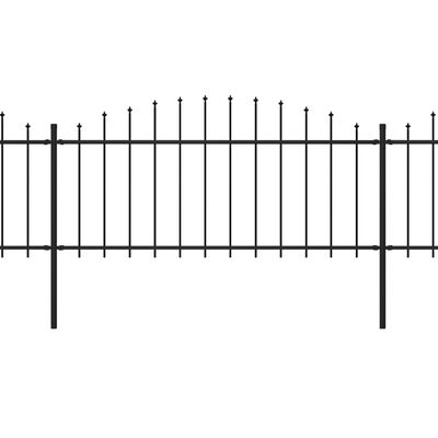 vidaXL Garden Fence with Spear Top Steel (0.5-0.75)x10.2 m Black