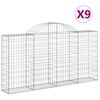 vidaXL Arched Gabion Baskets 9 pcs 200x30x100/120 cm Galvanised Iron