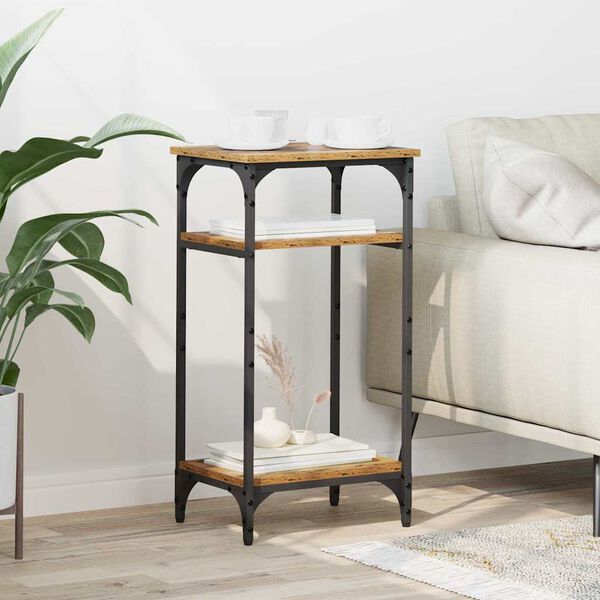 vidaXL Side Table with Shelf Old Wood 40 x 30 x 75 cm Engineered Wood