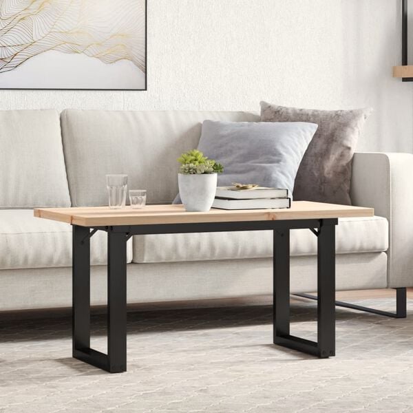 vidaXL Coffee Table O-Frame 90x40x45.5 cm Solid Wood Pine and Steel