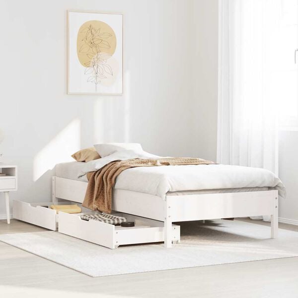 vidaXL Bed Frame without Mattress White 90x190 cm Single Solid Wood Pine