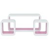 3 White-pink MDF Floating Wall Display Shelf Cubes Book/DVD Storage