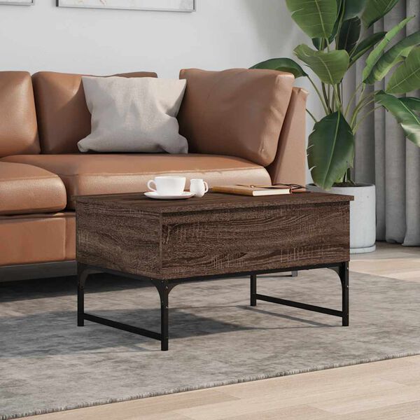 vidaXL Coffee Table Brown Oak 70x50x40 cm Engineered Wood and Metal