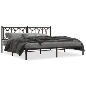 vidaXL Metal Bed Frame without Mattress with Headboard Black 193x203cm