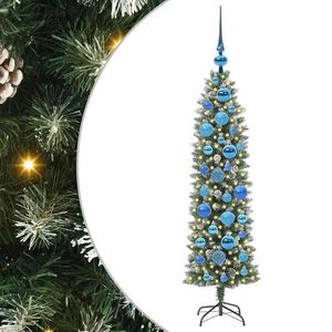 vidaXL Artificial Slim Christmas Tree Green and White 120 cm