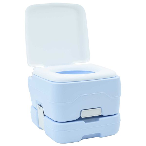 vidaXL Camping Toilet Manual Light Blue and White 41.5 x 36.5 x 30 cm