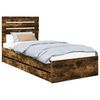 vidaXL Bed Frame with Drawer Smoked Oak 90 x 200 cm Engineer Wood