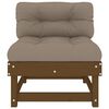 vidaXL Middle Sofa with Cushions Honey Brown Solid Wood Pine