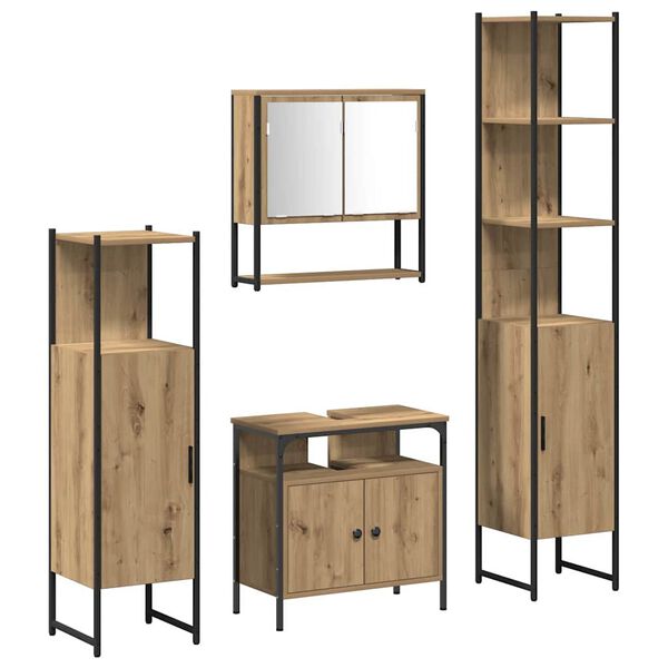 vidaXL Bathroom Furniture Set 4 pcs Artisan oak Engineered wood