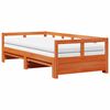 vidaXL Daybed with Trundle and Mattresses Wax Brown 90x200 cm Solid Wood Pine