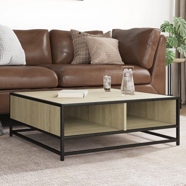 vidaXL Coffee Table Sonoma Oak 80x80x30 cm Engineered Wood and Metal