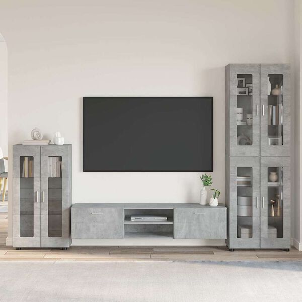 vidaXL TV Cabinet Set with Drawer Concrete Grey Engineered Wood