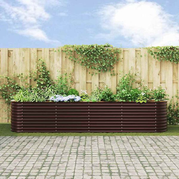 vidaXL Garden Raised Bed Brown 400 x 80 x 81 cm Steel