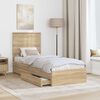 vidaXL Storage Bed with Drawer Sonoma Oak 75 x 190 cm Engineered Wood