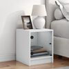 vidaXL Bedside Cabinet with Glass Door White 35x37x42 cm