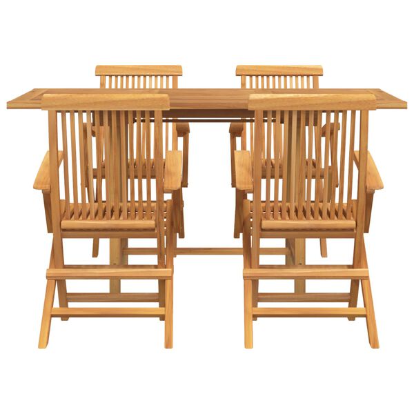 vidaXL Garden Dining Set 5 pcs Brown Solid Teak Wood
