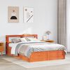 vidaXL Bed Frame with Headboard Wax Brown 135x190 cm Double Solid Wood Pine