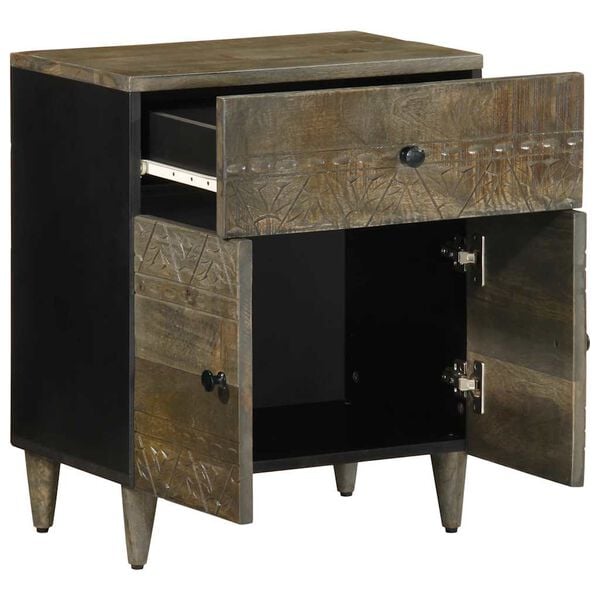 vidaXL Bedside Cabinet Light Grey 50x33x60 cm Solid Wood Mango