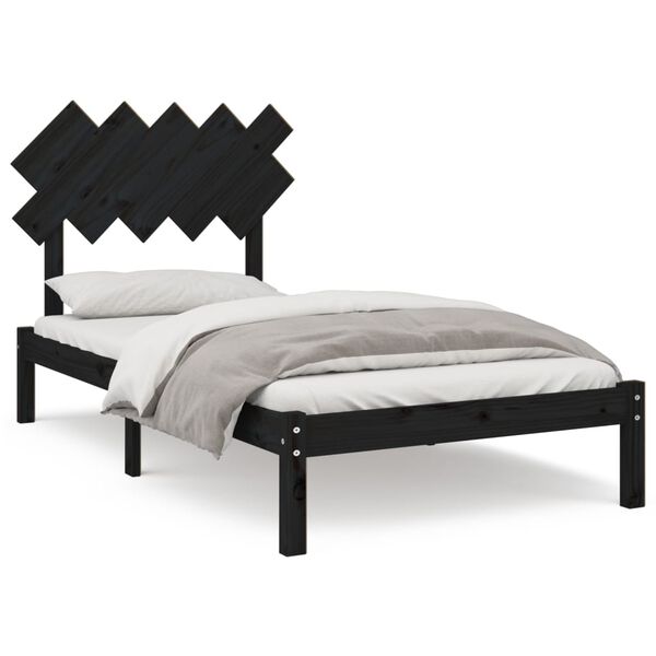 vidaXL Bed Frame without Mattress Black 100x200 cm Solid Wood