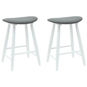 vidaXL Dining Chairs 2 pcs Solid Rubber Wood White 46 x 37 x 63 cm