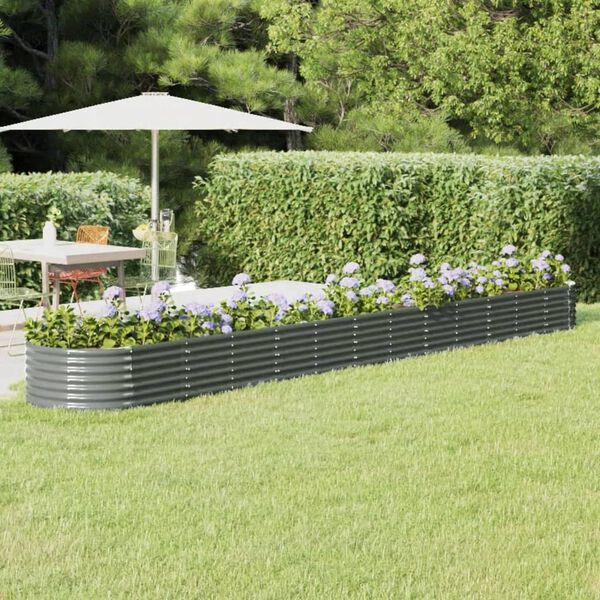 vidaXL Garden Raised Bed Galvanised Steel 512x80x36 cm Grey