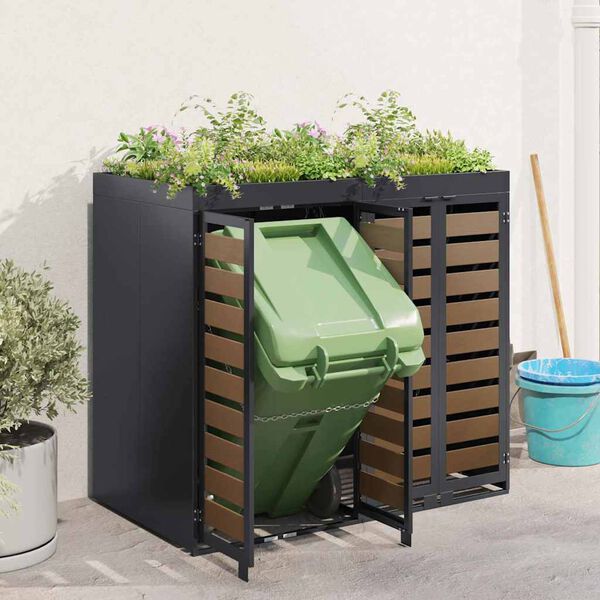 vidaXL Wheelie Bin Storage for 2 Bins Anthracite 136 x 77.5 x 121.5 cm