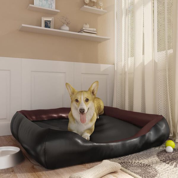 vidaXL Dog Bed Black and Brown 105x80x25 cm Faux Leather