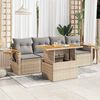 vidaXL 5 Piece Garden Sofa Set with Cushions Beige Poly Rattan Acacia