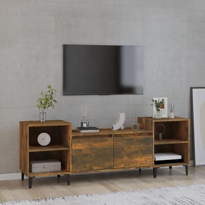 vidaXL TV Cabinet Smoked Oak 160x35x55 cm Engineered Wood