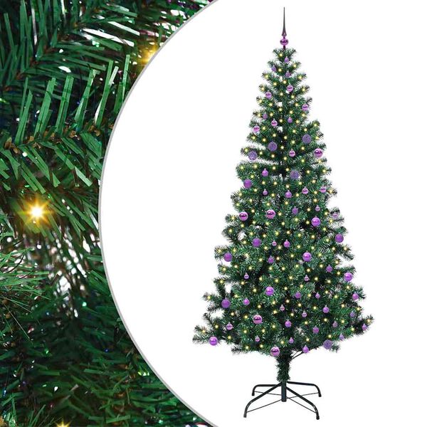 vidaXL Artificial Pre-lit Christmas Tree Green 240 cm PVC and Metal