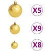vidaXL 60 Piece Christmas Ball Set with Peak and 150 LEDs Gold&Bronze