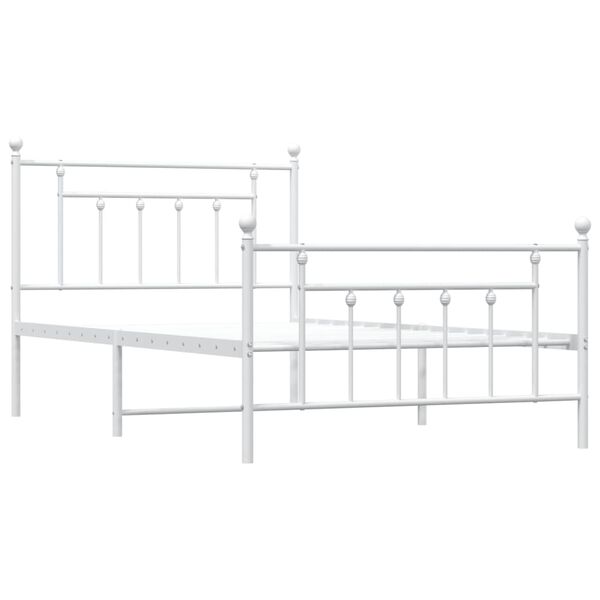 vidaXL Metal Bed Frame without Mattress with Footboard White 107x203cm