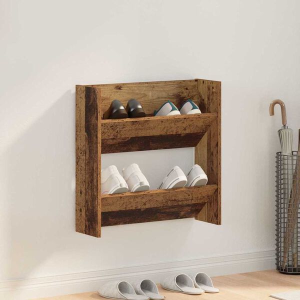 vidaXL Shoe Cabinet Old Wood 60 x 18 x 60 cm Engineered Wood