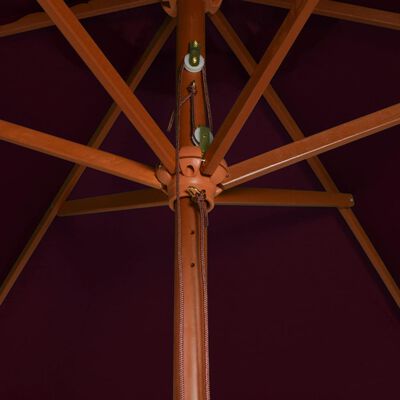 vidaXL Outdoor Parasol with Wooden Pole Bordeaux Red 200x300 cm