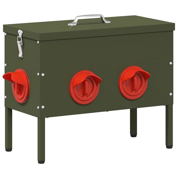 vidaXL Chicken Feeder 2 pcs Olive Green 41.5 x 20.5 x 33 cm