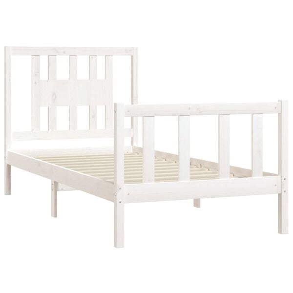 vidaXL Bed Frame without Mattress White Solid Wood Pine 90x200 cm