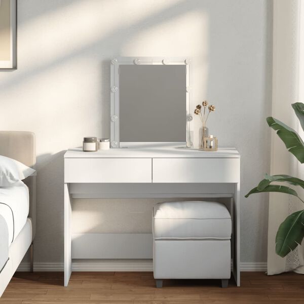vidaXL Dressing Table with LED White 100x40x130 cm