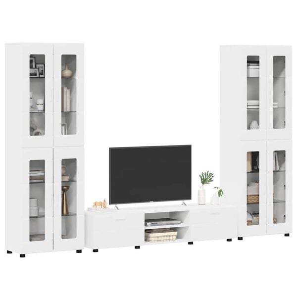 vidaXL TV Cabinet Set with Drawer FLORIN White Engineered Wood