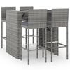 vidaXL 5 Piece Garden Bar Set with Cushions Grey Poly Rattan