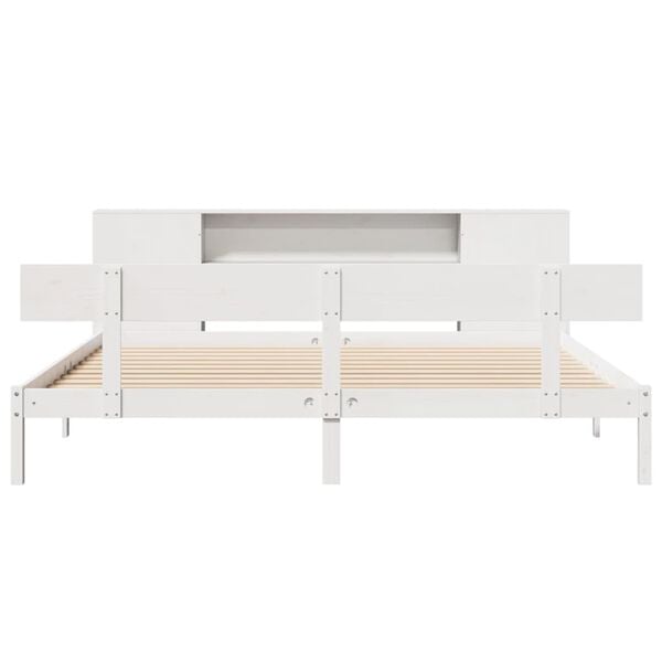 vidaXL Bookcase Bed without Mattress White 180x200 cm Super King Solid Wood Pine