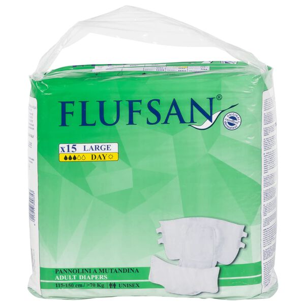 Flufsan Adult Diapers Disposable 15 pcs Size L